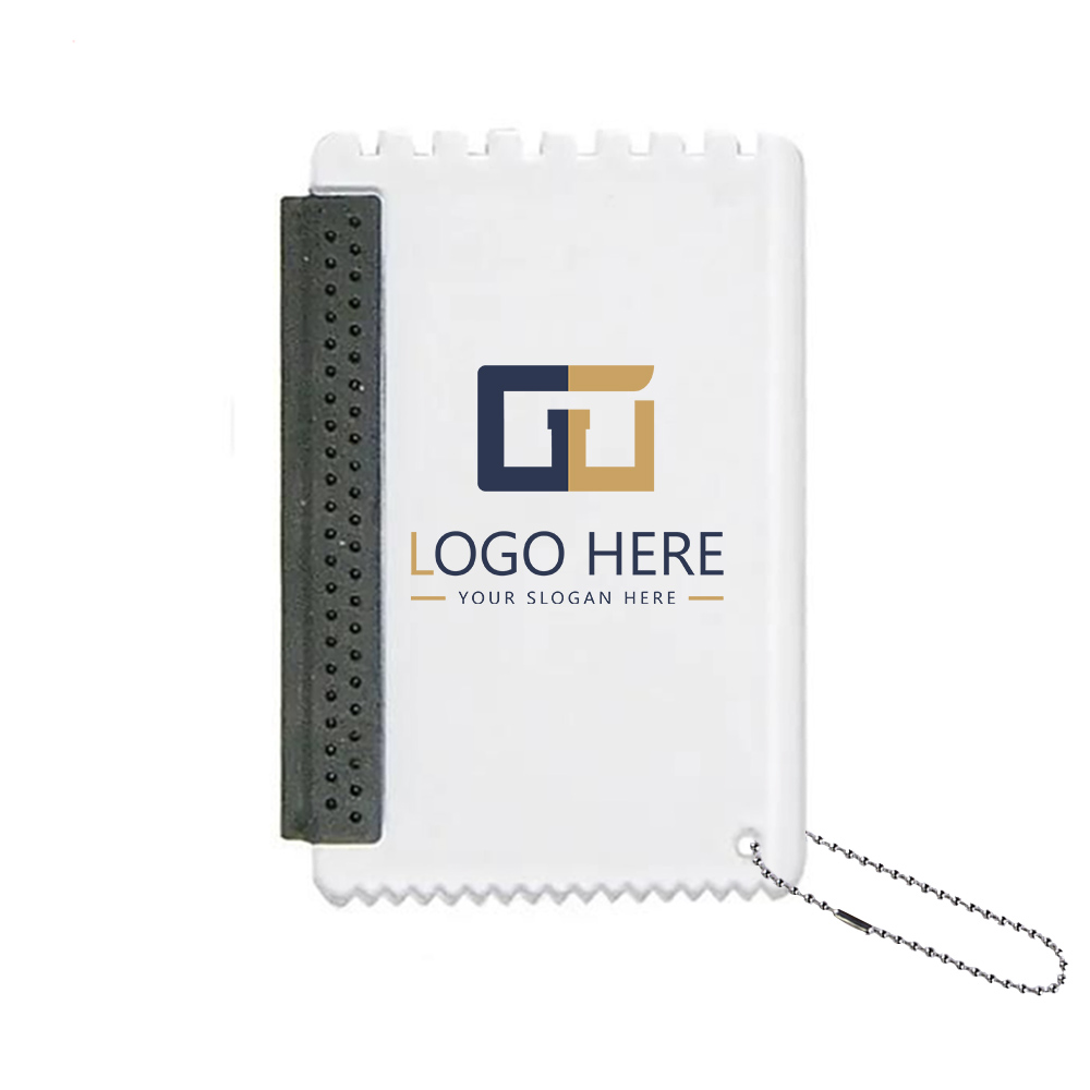 White Promo Ice Scraper Keychain With Logo