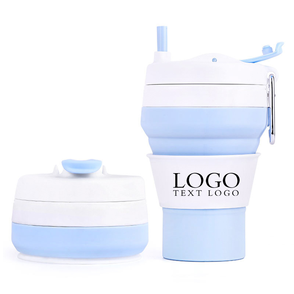Collapsible Coffee Bottle Blue Logo