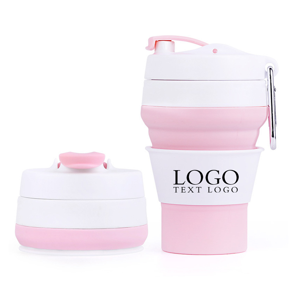Collapsible Coffee Bottle Pink Logo