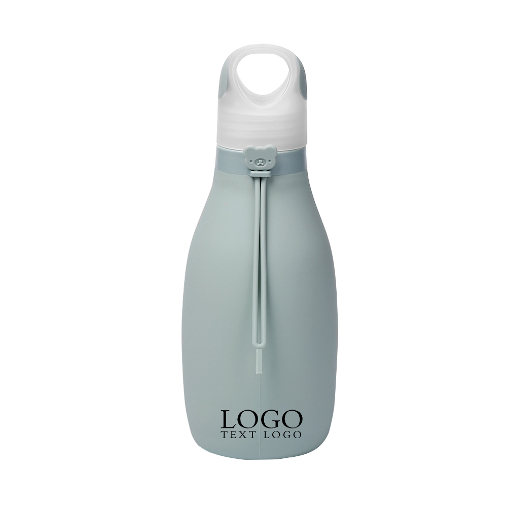 Collapsible Outdoor Silicone Water Bottle Green Logo