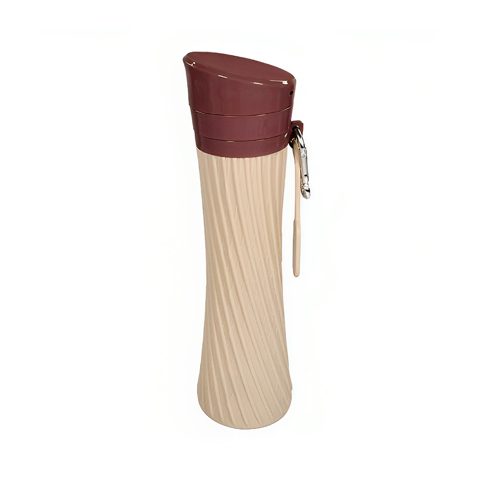 Collapsible Water Bottles BPA Free Silicone Travel Mug Brown
