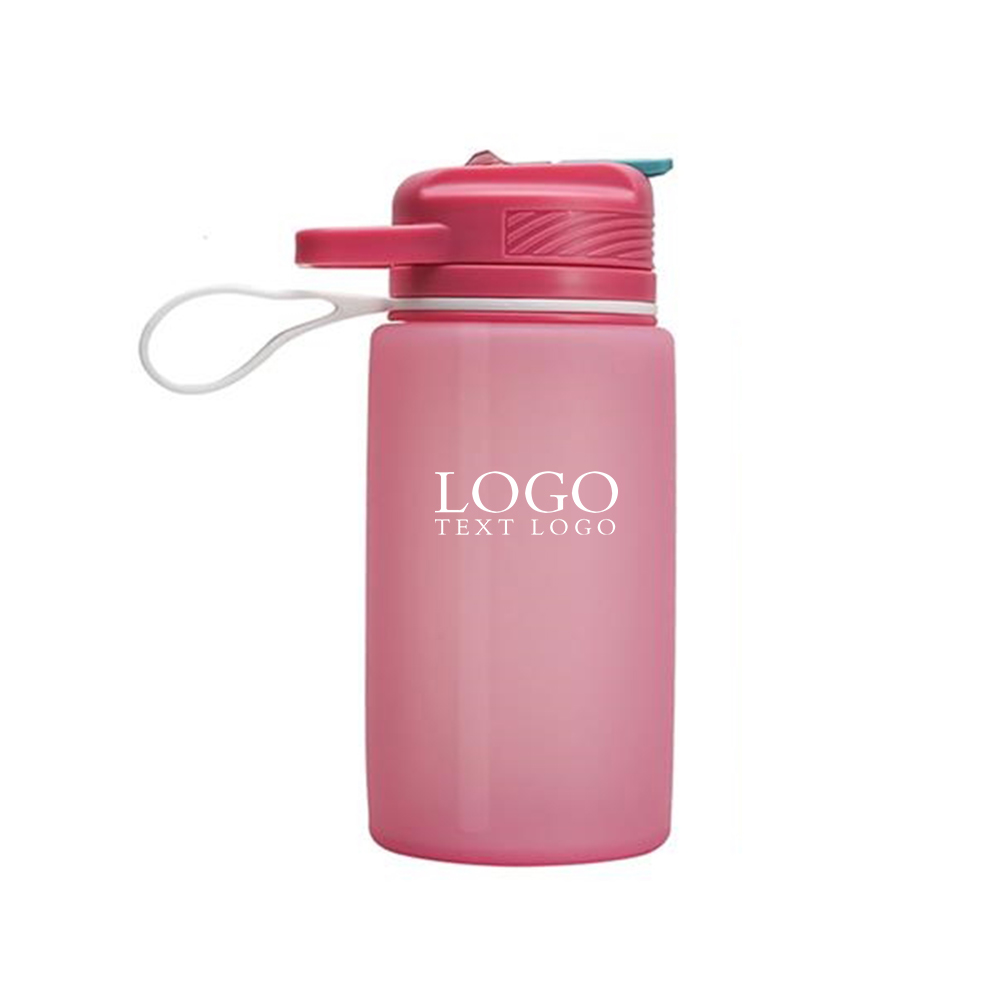 Outdoor Portable Collapsible Water Bottle Pink Logo