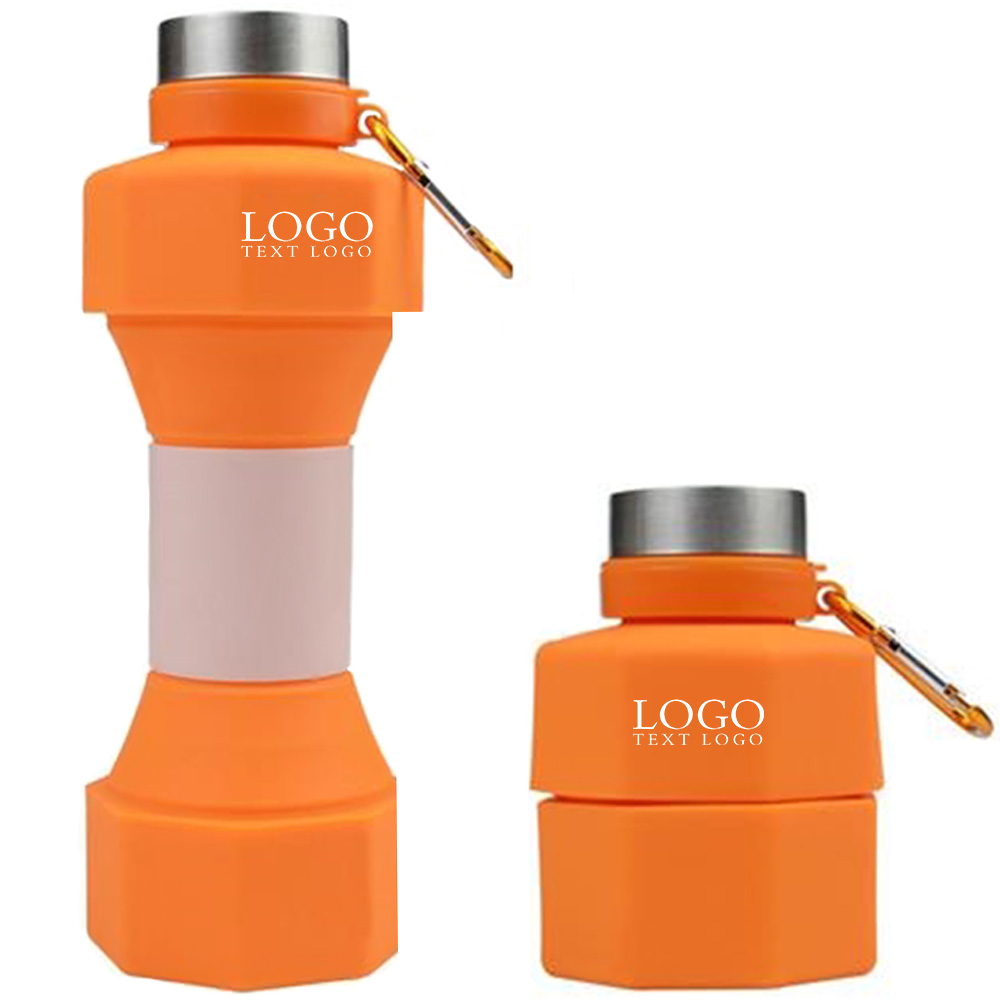 Portable Fitness Foldable Sports Water Bottle Orange Logo
