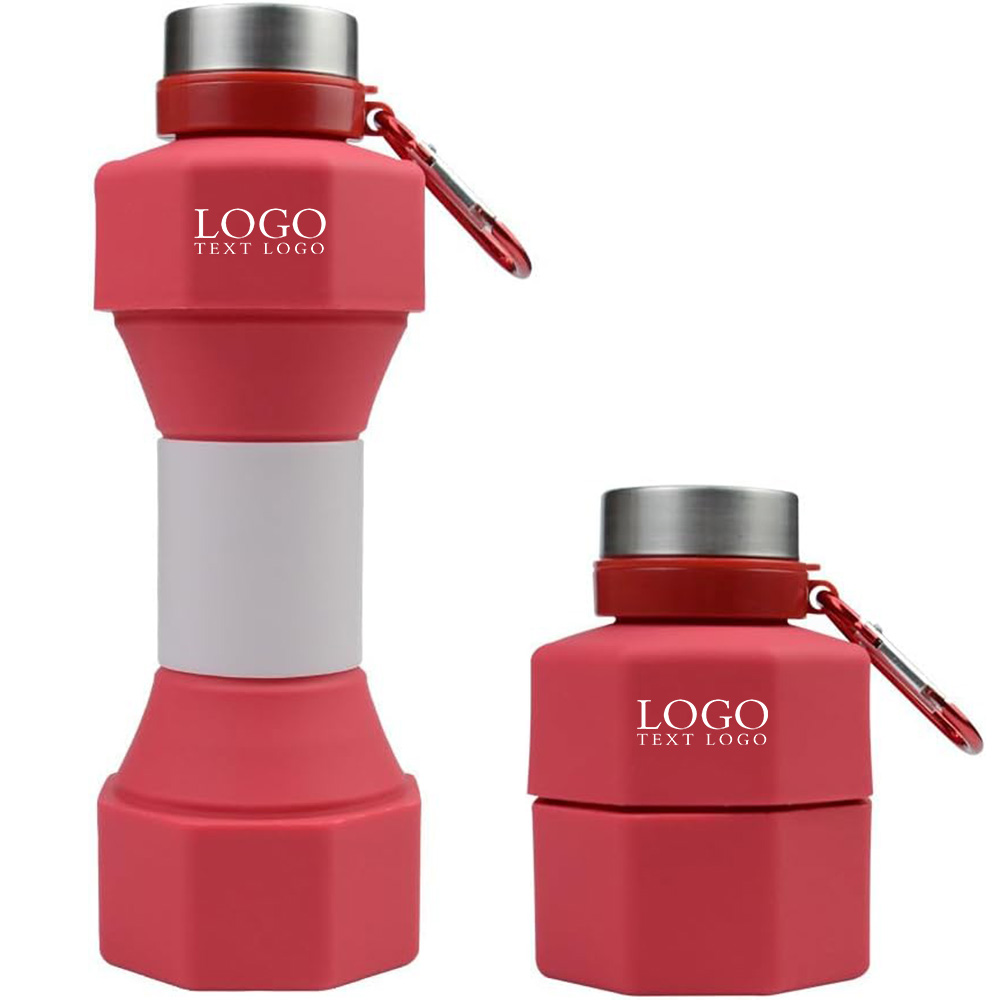Portable Fitness Foldable Sports Water Bottle Red Logo