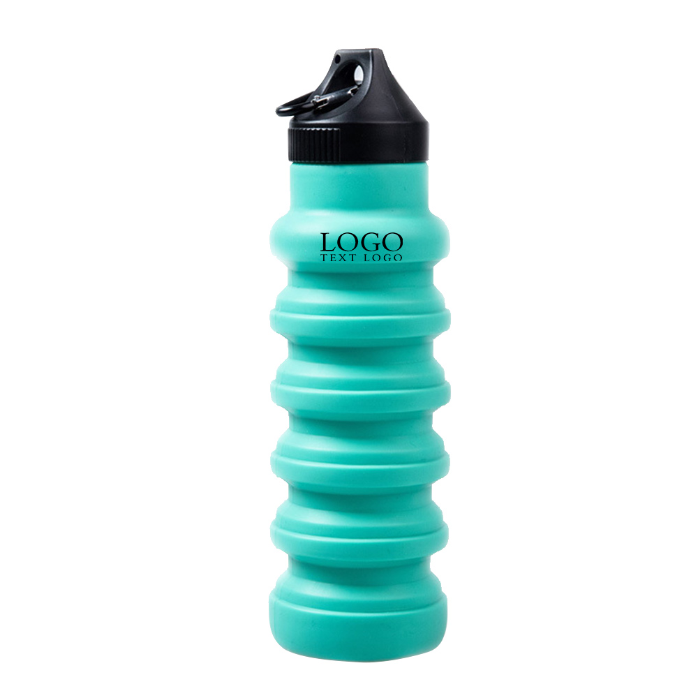 Silicone Collapsible Water Bottle Green Logo