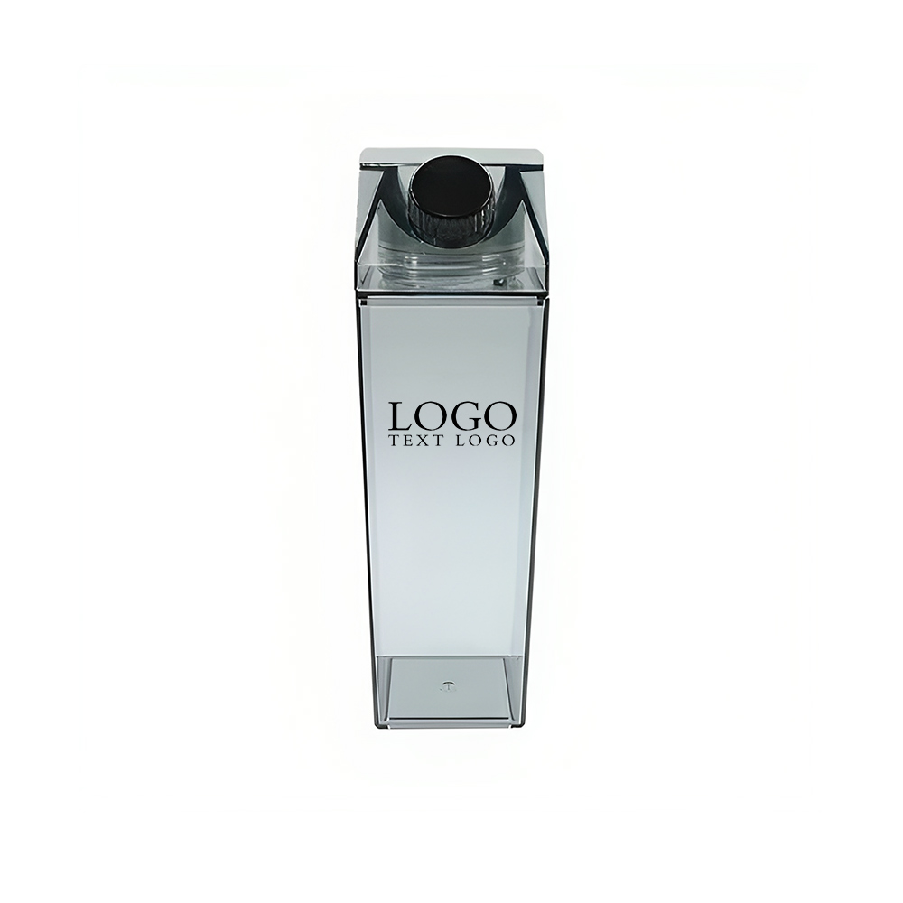 Square Plastic Milk Carton Bottle Black Logo