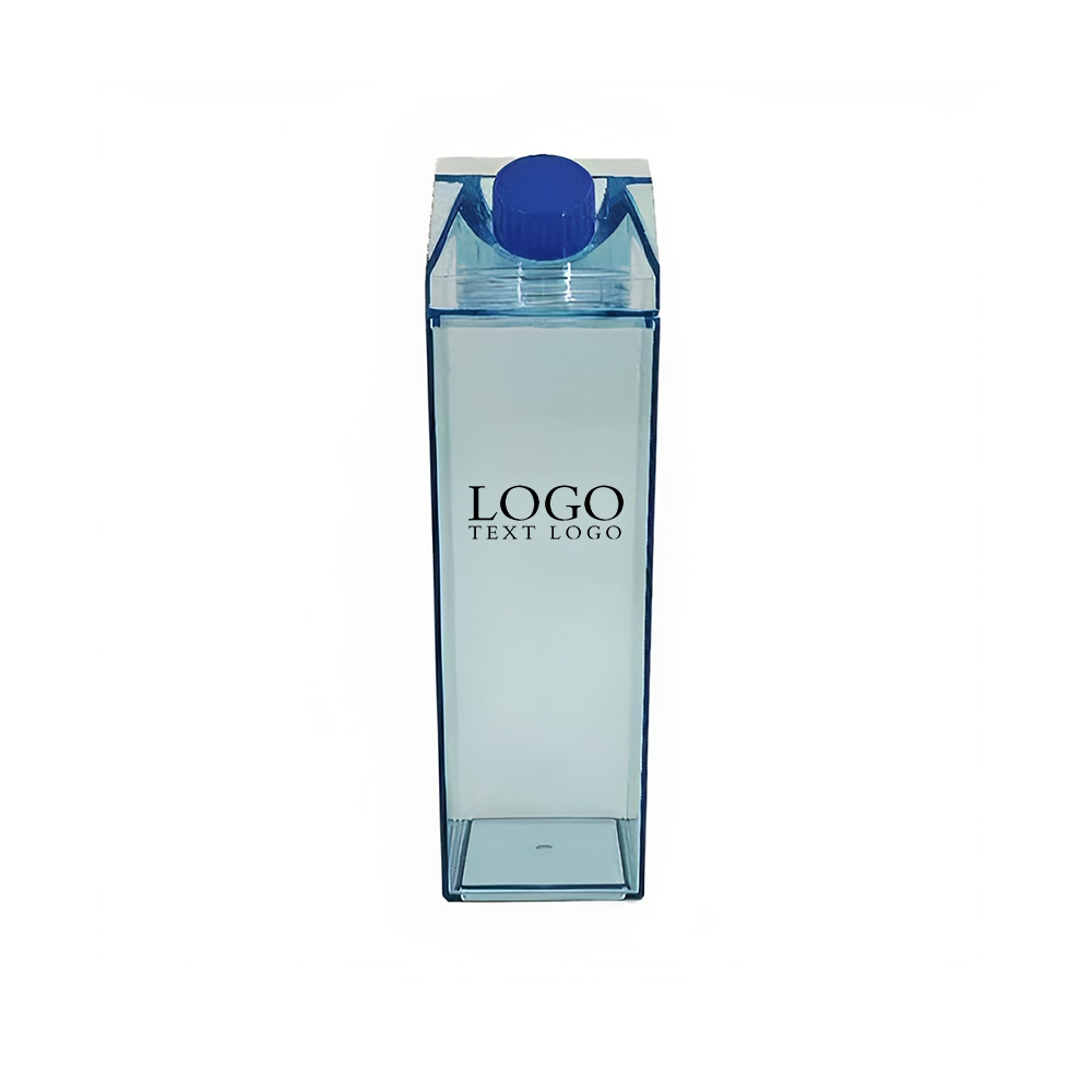 Square Plastic Milk Carton Bottle Blue Logo