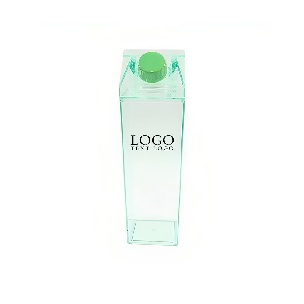 Square Plastic Milk Carton Bottle Green Logo