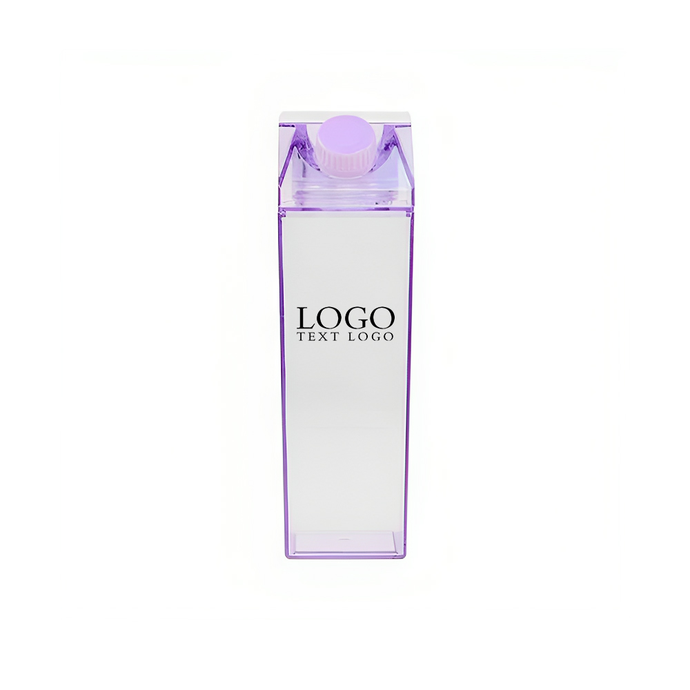 Square Plastic Milk Carton Bottle Purple Logo