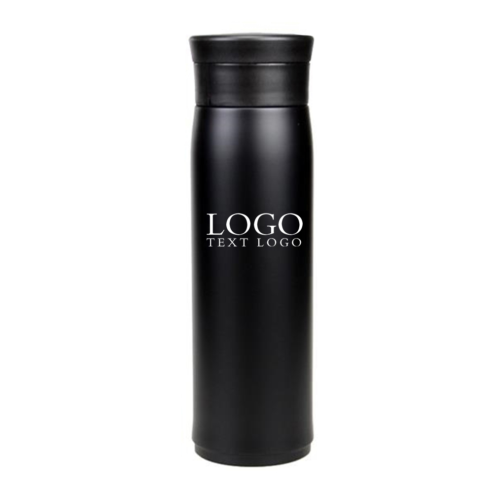 Stainless Steel Water Bottle Black Logo