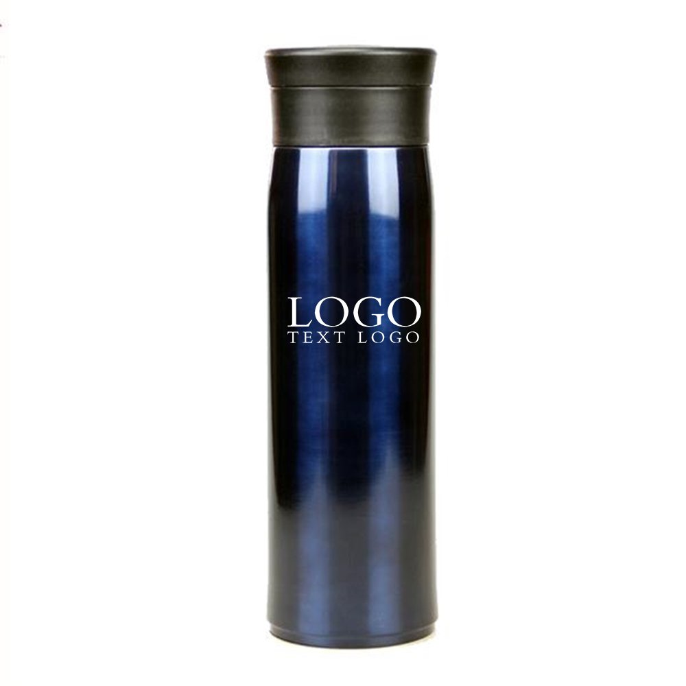 Stainless Steel Water Bottle Blue Logo