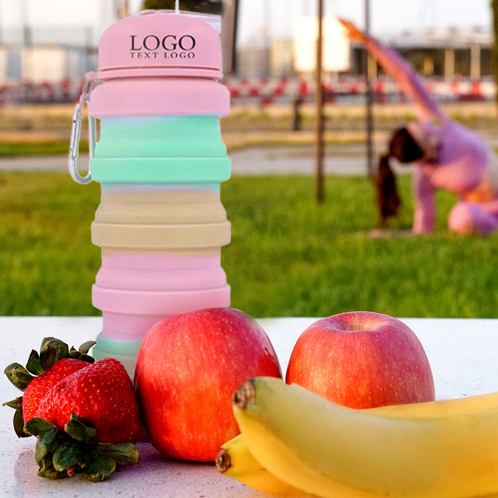 Reusable BPA Free Silicone Foldable Sports Water Bottles L