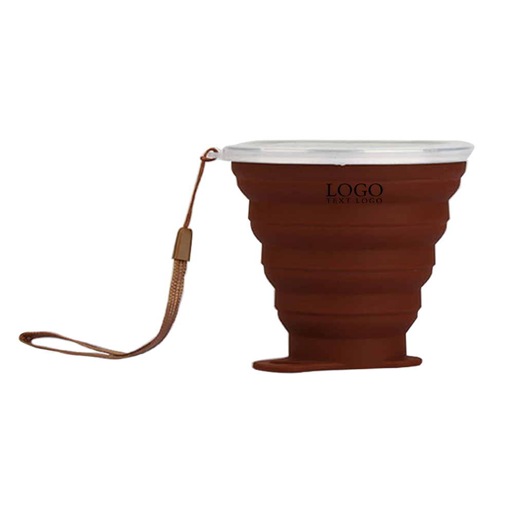 Silicon Outdoor Folding Bottle Brown Logo