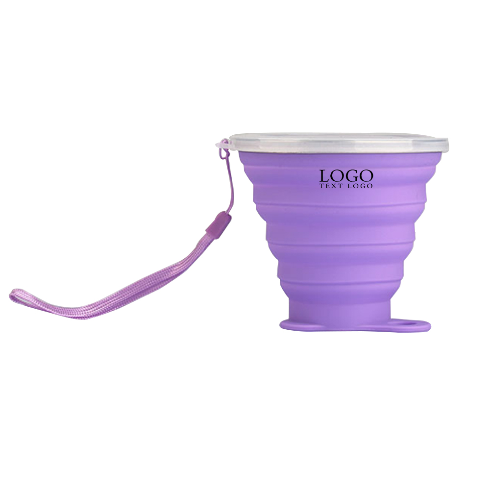 Silicon Outdoor Folding Bottle Purple Logo