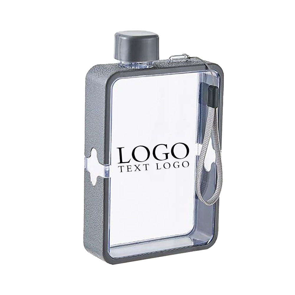 A5 Notebook Flat Plastic Water Bottle Gray Logo