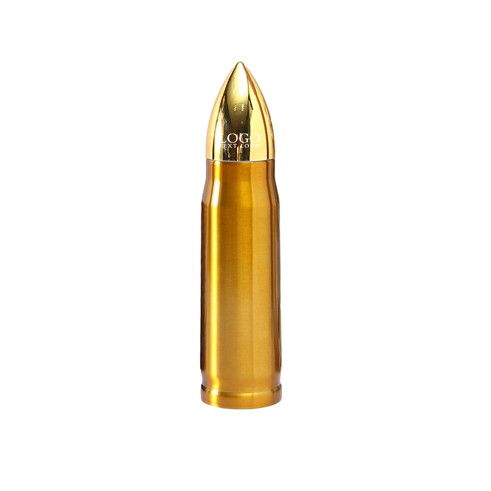 Bullet Shape 16Oz Stainless Steel Vacuum Insulated Bottle Gold Logo