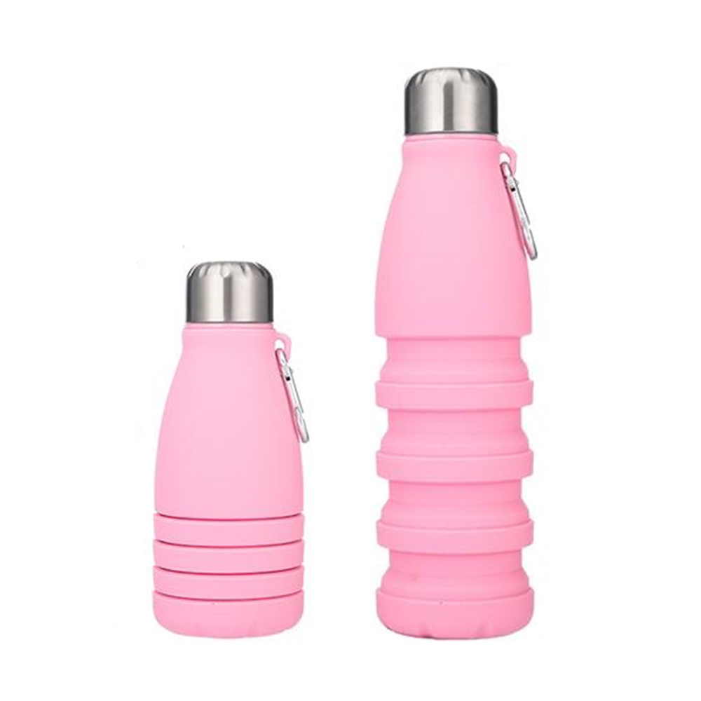 Collapsible Silicone Water Bottle Pink