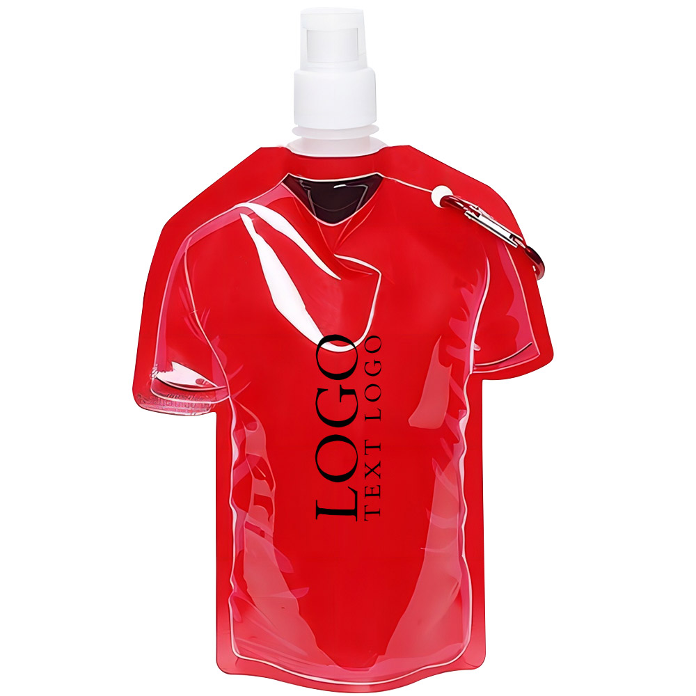 Collapsible T-Shirt Shaped Water Bottle Red Logo