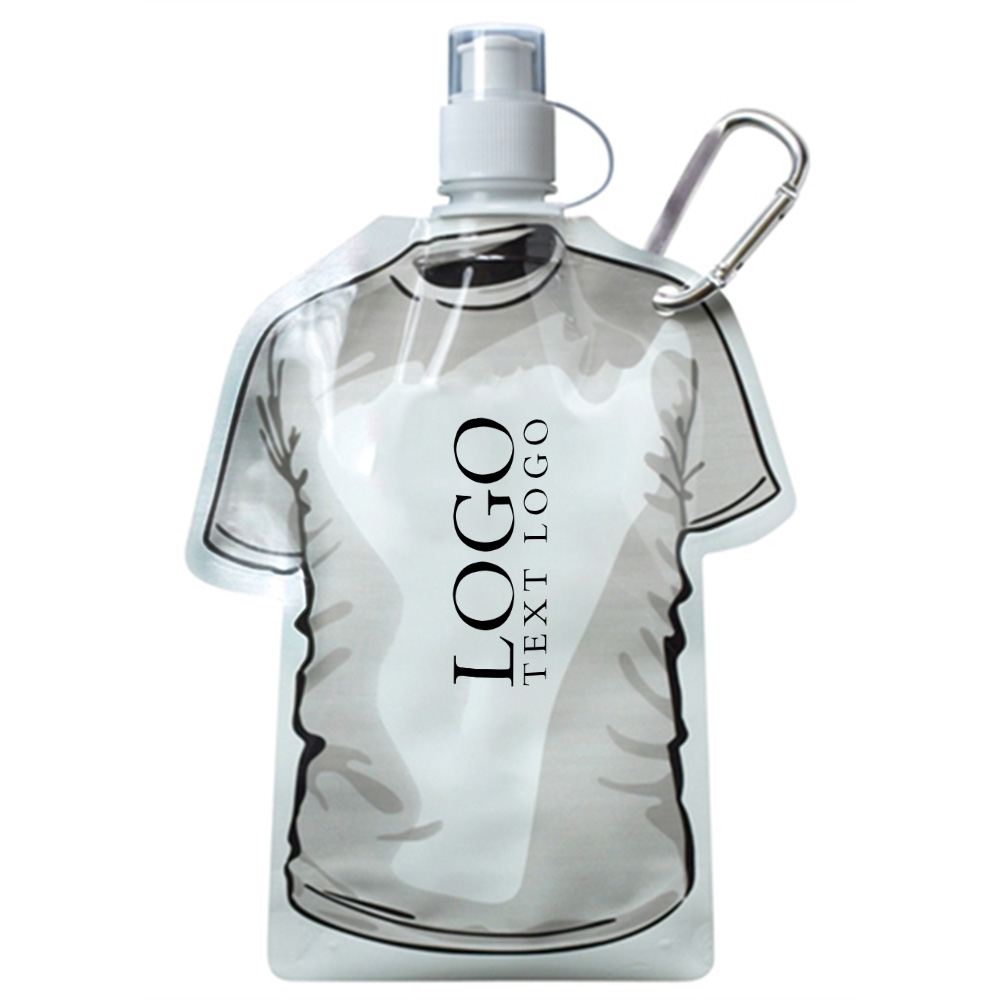 Collapsible T-Shirt Shaped Water Bottle White Logo