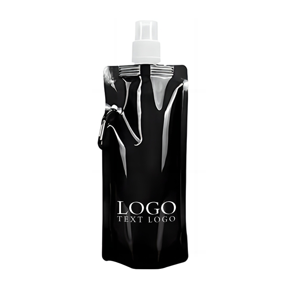 Collapsible Water Bottle Black Logo