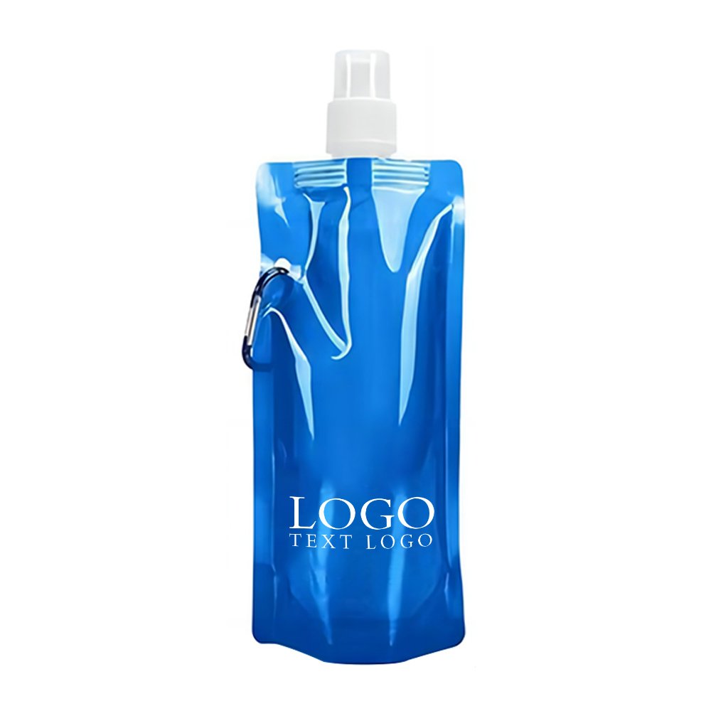 Collapsible Water Bottle Blue Logo