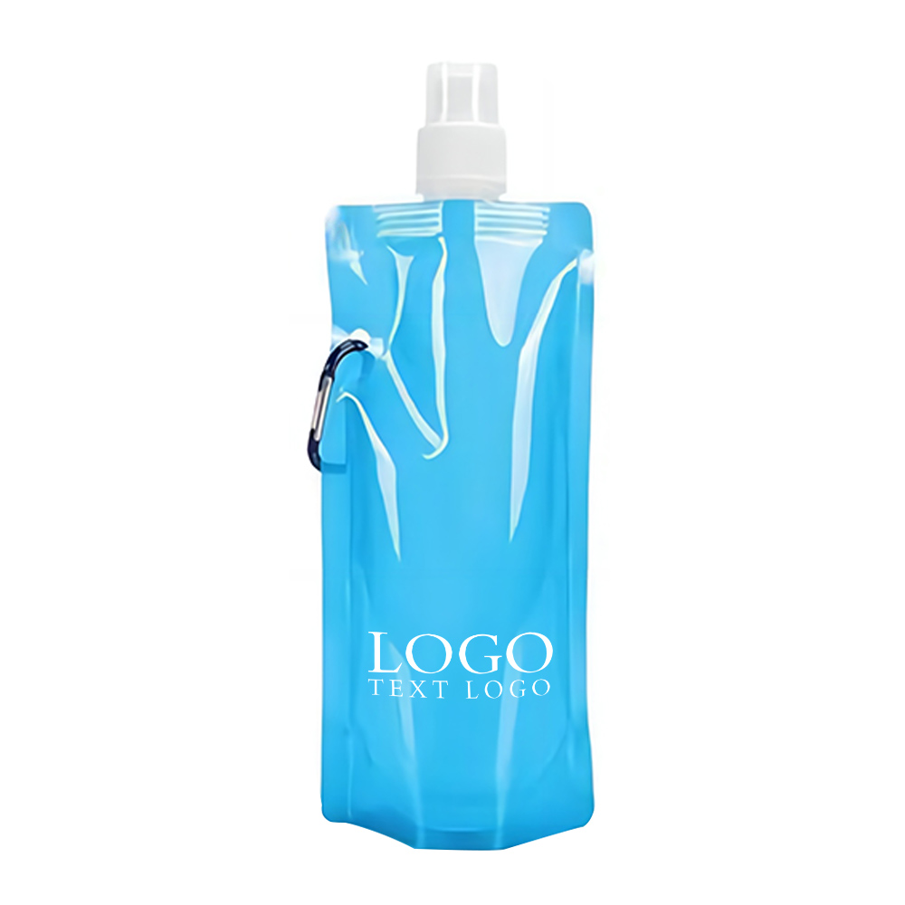 Collapsible Water Bottle Light Blue Logo