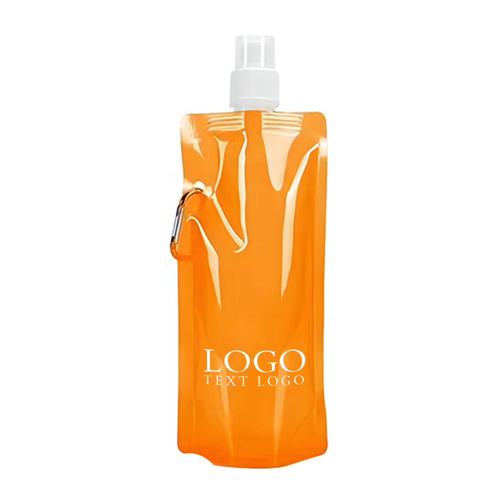 Collapsible Water Bottle Orange Logo