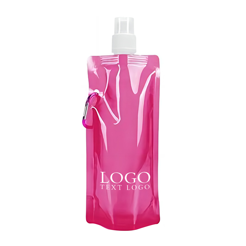 Collapsible Water Bottle Pink Logo
