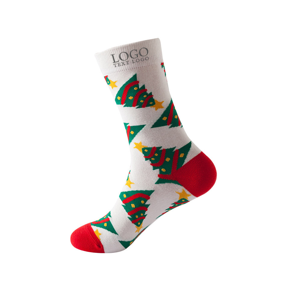Cotton Christmas Party Socks WhiteGreen Logo