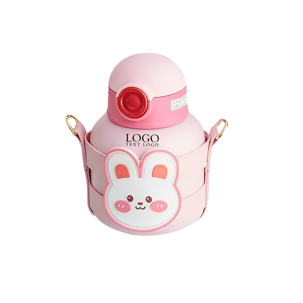Cute Big Belly Thermal Bottle Pink Logo