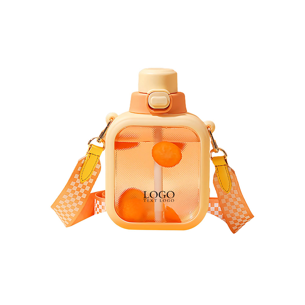 Cute Water Bottles with Straw  Yellow Logo