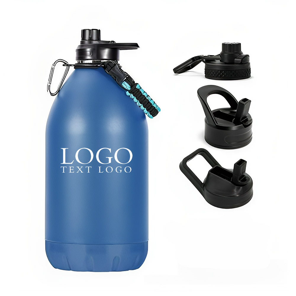 Double Wall Vacuum Insulated Water Bottle Blue Logo
