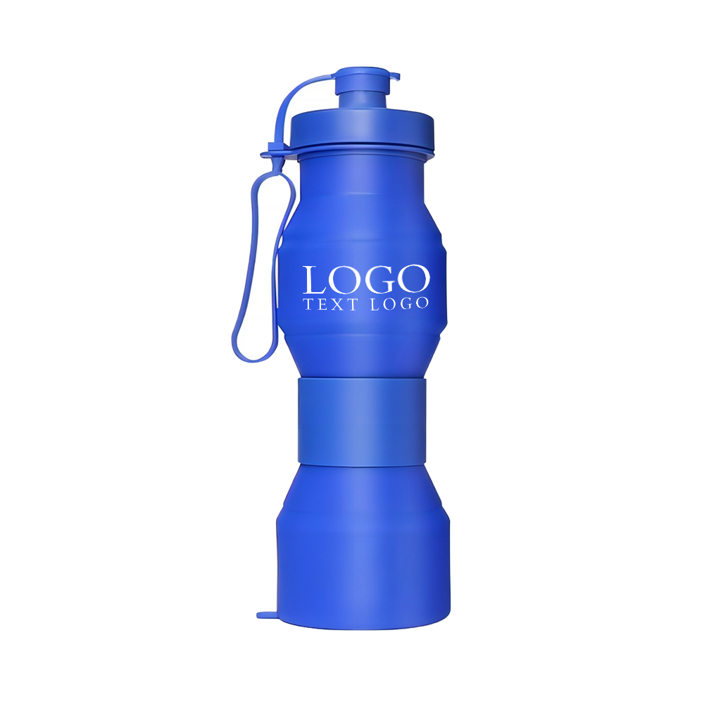 Foldable Sports Water Bottles Blue Logo