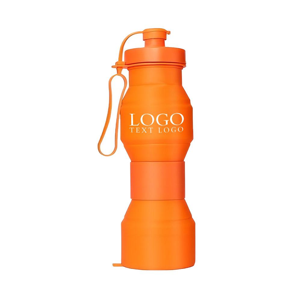 Foldable Sports Water Bottles Orange Logo