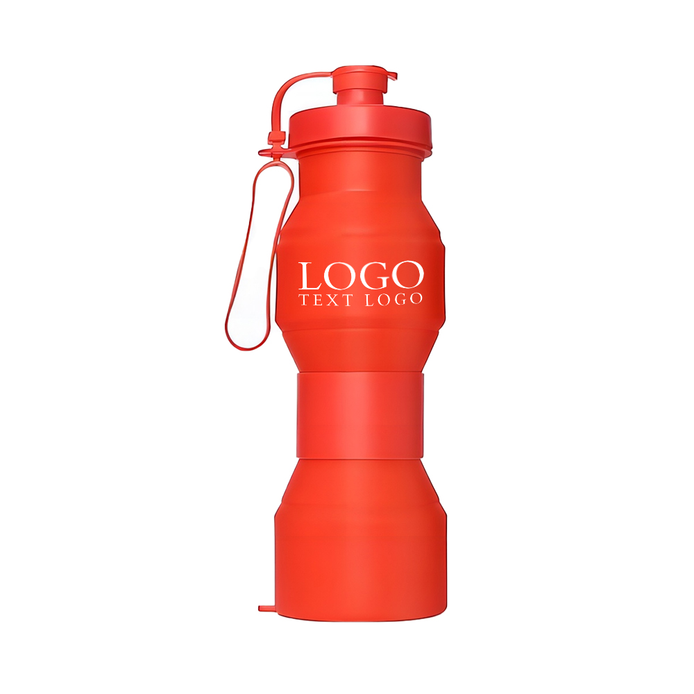 Foldable Sports Water Bottles Red Logo
