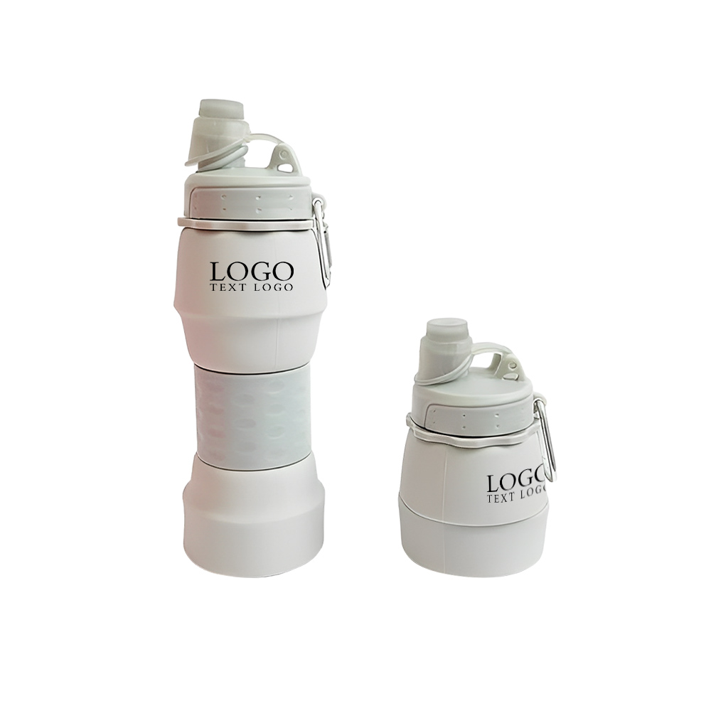 Foldable Water Bottle White Logo