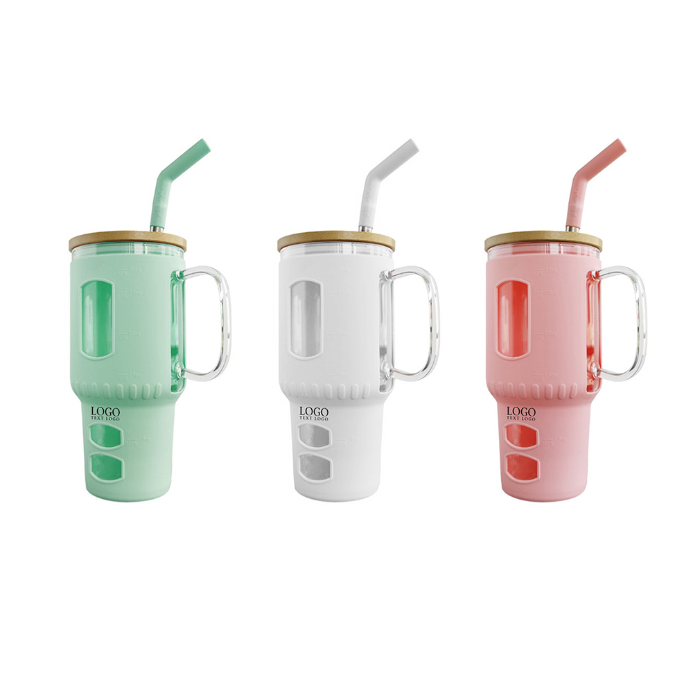 Glass Tumbler with Bamboo Lid and Straw Group