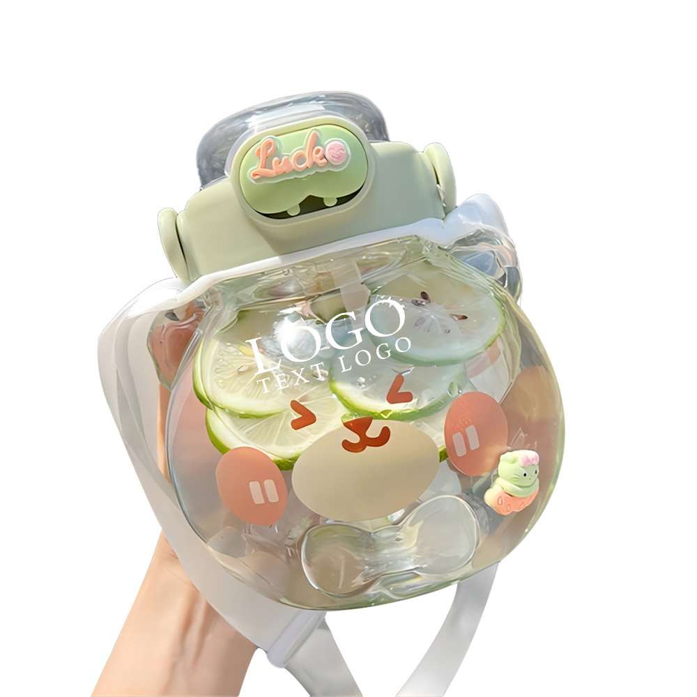 Kawaii Water Bottle Green Logo