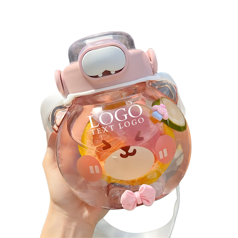 Kawaii Water Bottle Pink Logo