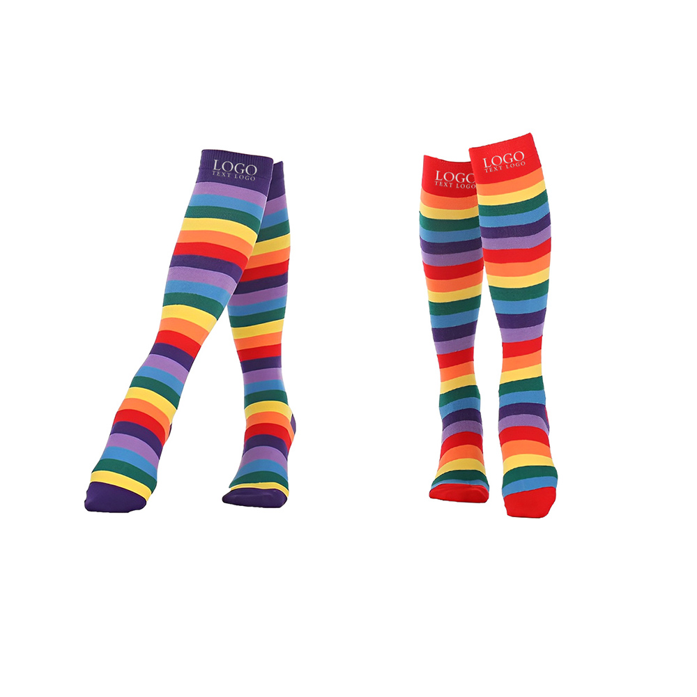 LGBT Pride Party Knit Rainbow Knee High Socks Group