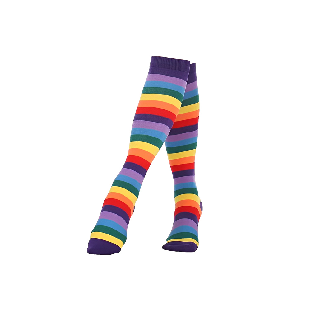 LGBT Pride Party Knit Rainbow Knee High Socks Purple