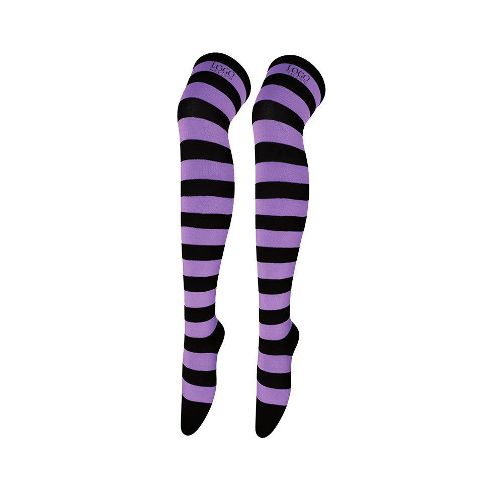 Long Striped Socks Purple Logo