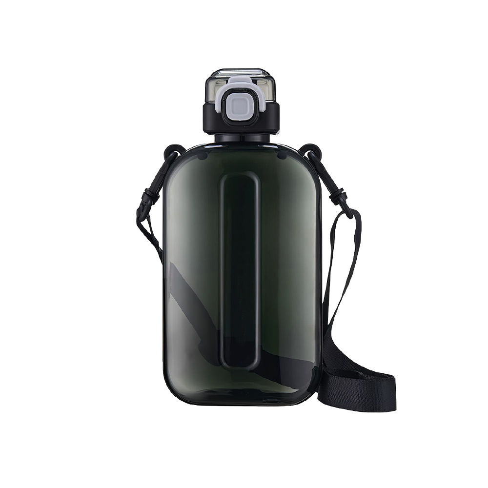 Portable Leak Proof Square Water Bottle with Strap Black