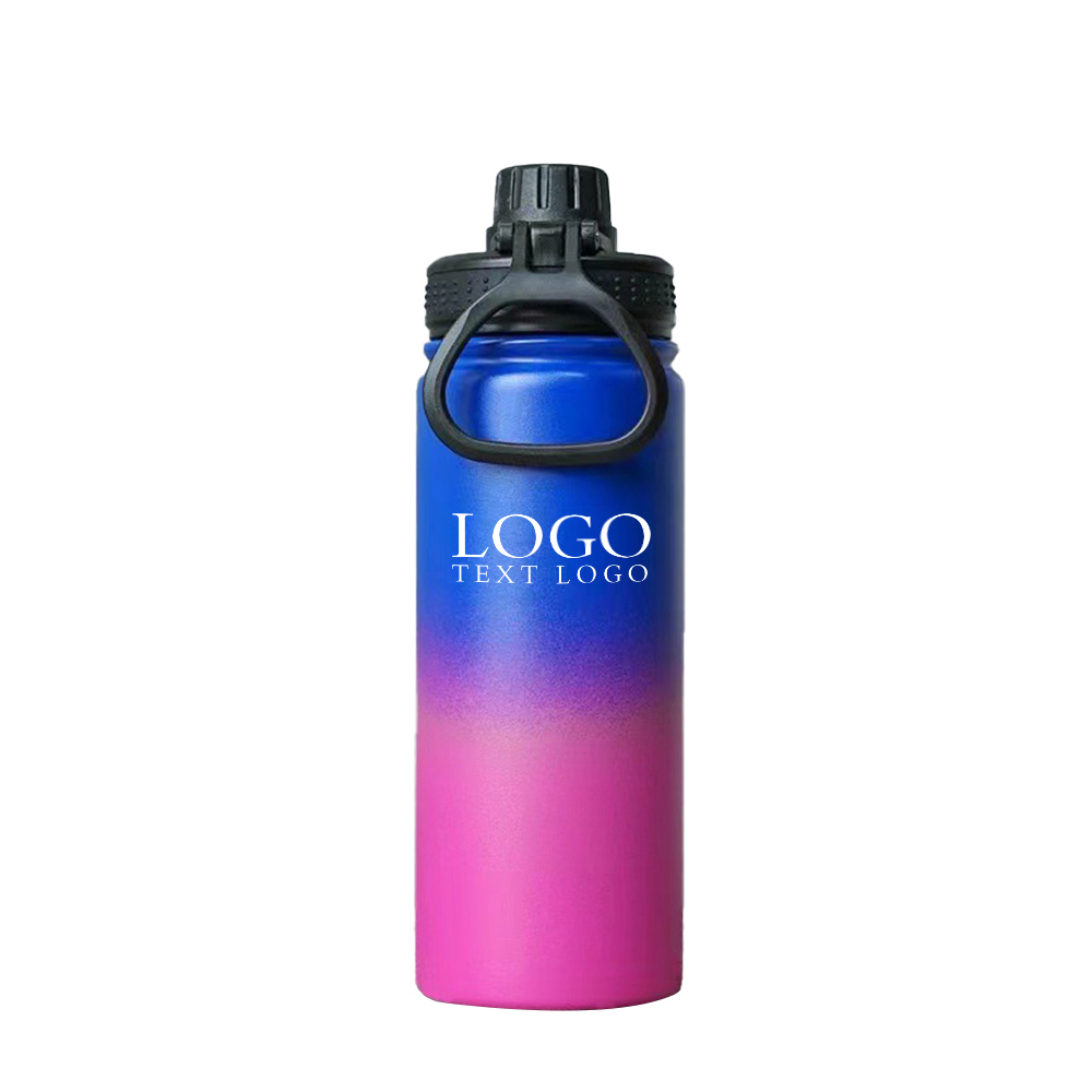 Rainbow Vacuum Insulated Stainless Steel Water Bottle Blue Logo