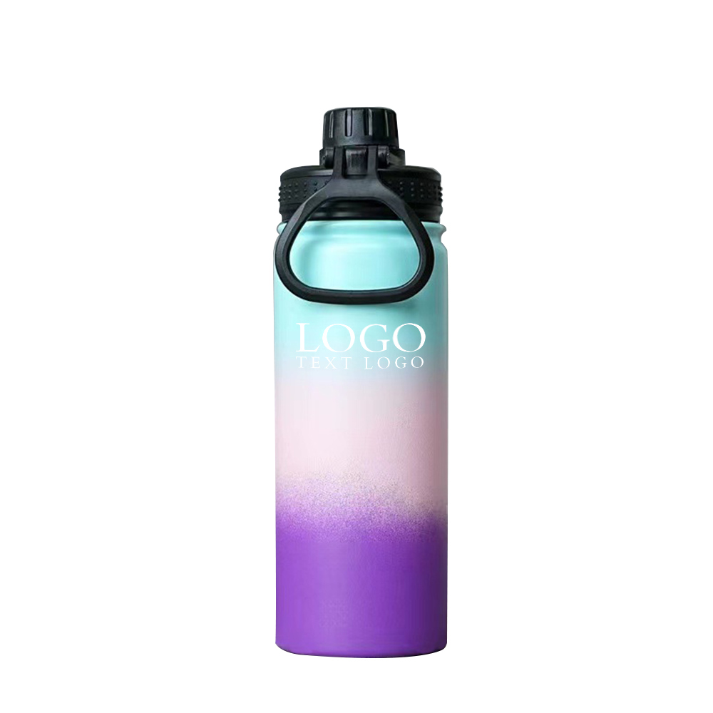 Rainbow Vacuum Insulated Stainless Steel Water Bottle Green Logo