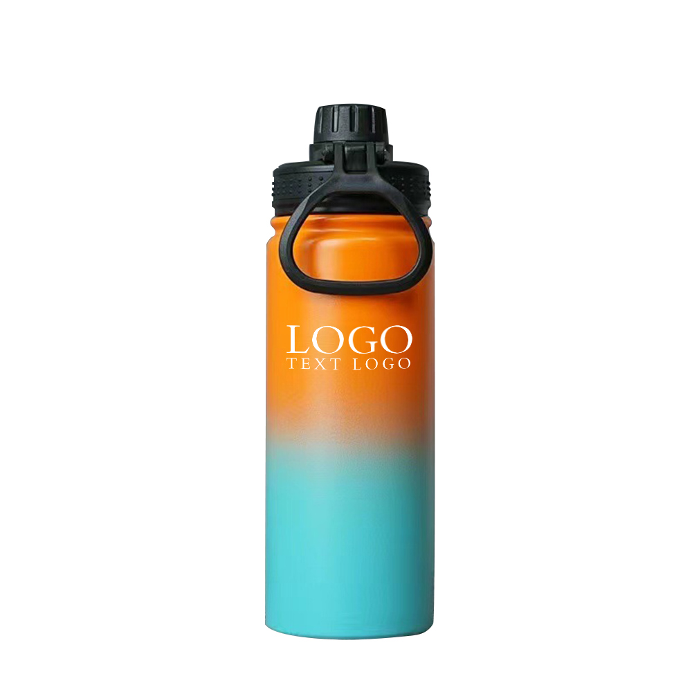 Rainbow Vacuum Insulated Stainless Steel Water Bottle Orange Logo
