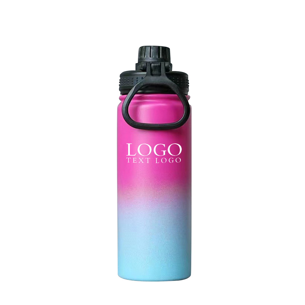 Rainbow Vacuum Insulated Stainless Steel Water Bottle Pink Logo