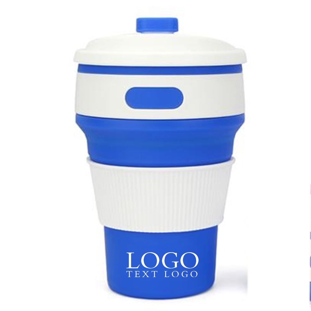 Silicone Collapsible Travel Bottle Blue Logo