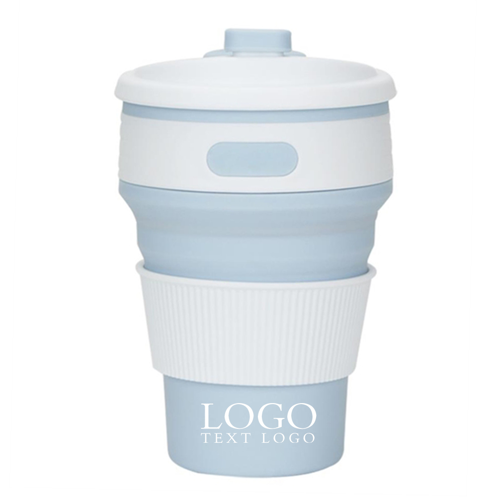 Silicone Collapsible Travel Bottle Light Blue Logo