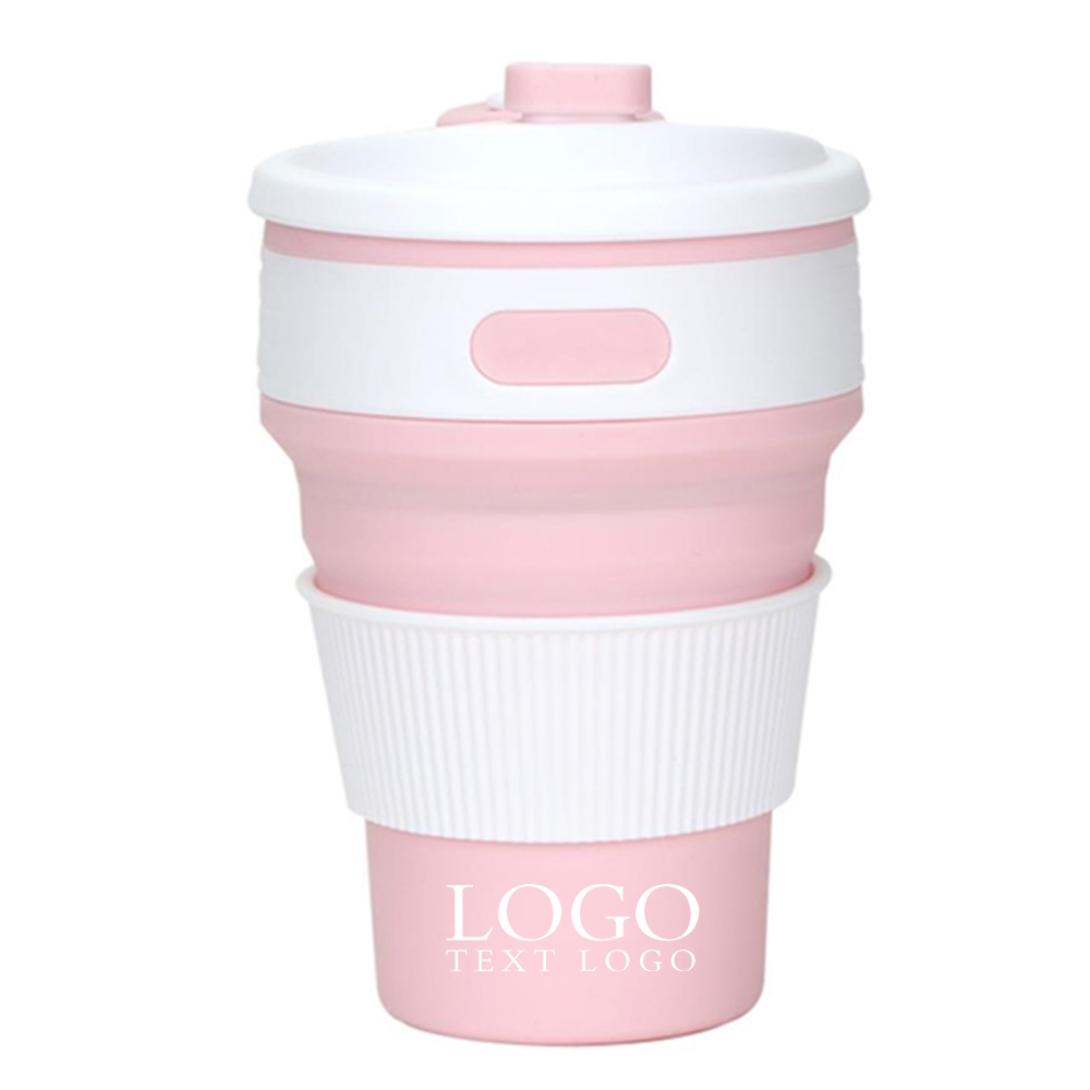 Silicone Collapsible Travel Bottle Pink Logo